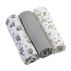 348/01 Pieluszki muślinowe 3szt / szary