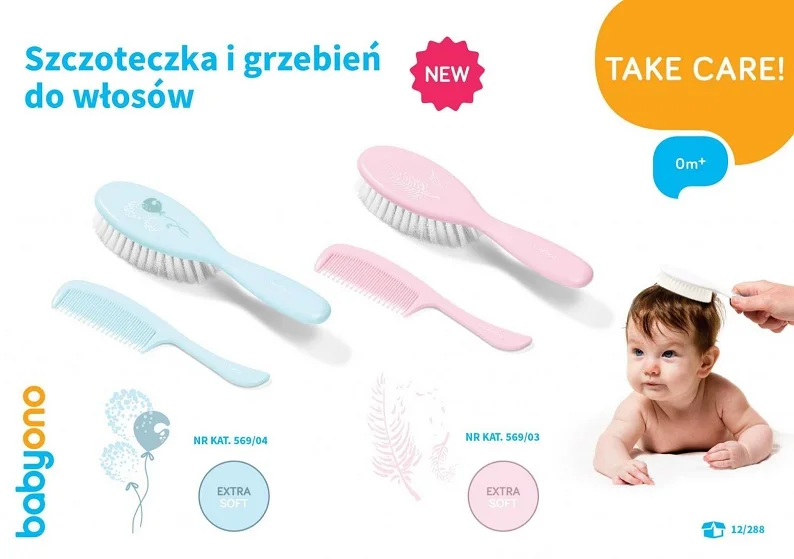568/03 Szczotka i grzebień do włosów dla dzieci i niemowląt. Naturalne super miękkie włosie - obrazek 2