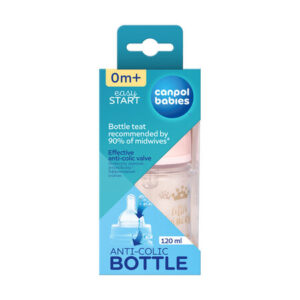 Butelka szeroka antykolkowa Canpol babies 120 ml PP EasyStart ROYAL BABY różowa 35/233_pin