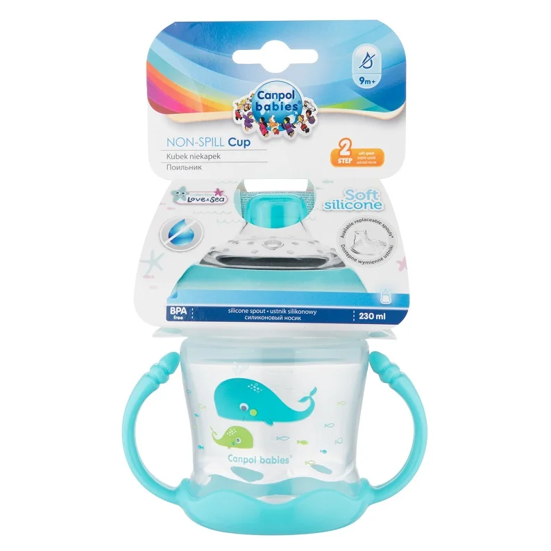 Canpol babies kubek niekapek ustnik silikonowy 180ml LOVE&SEA niebieski