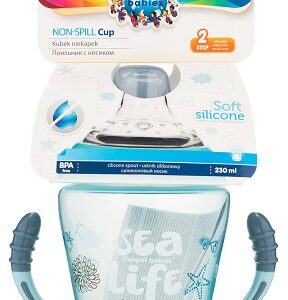 Kubek 56/501_grey  niekapek miękki silikon ustnik 230ML Sea life 9+