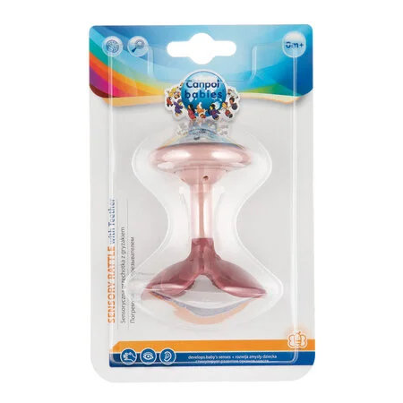 Canpol babies sensoryczna grzechotka z gryzakiem - pink