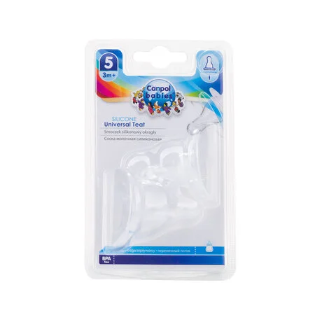 Canpol babies smoczek silikon trójprzepływ okrągły do butelki wąskiej 2 szt