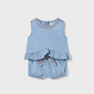 Komplet szorty jeans haft