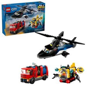 Lego 60462 Zestaw z helikopterem, wozem strażackim i łodzią podwodną