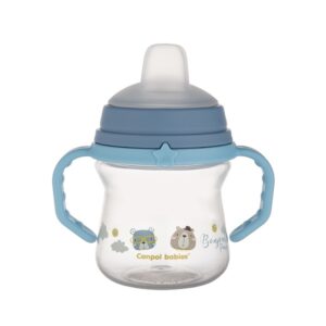 Canpol babies kubek z silikonowym ustnikiem FirstCup 150ml BONJOUR PARIS 56/612_blu