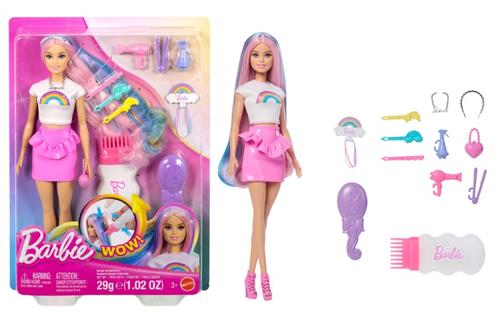 Barbie lalka tęczowe brokatowe włosy JJP07