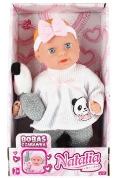 Lalka Natalia bobas z zabawką 33 cm
